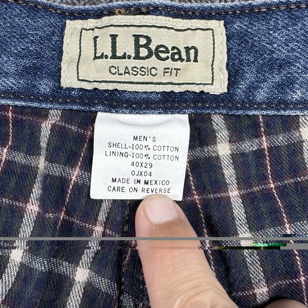 L.L. Bean Men's Classic Fit Flannel Lined Jeans 40x29 Blue‎ Cotton Denim - Picture 6 of 16